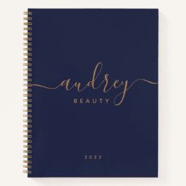 Carnet or bleu marine moderne Signature monogrammed