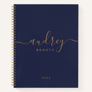 Carnet or bleu marine moderne Signature monogrammed