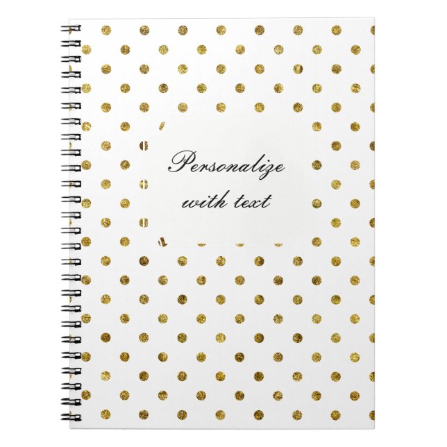 Carnet Or chic et points blancs (Devant)