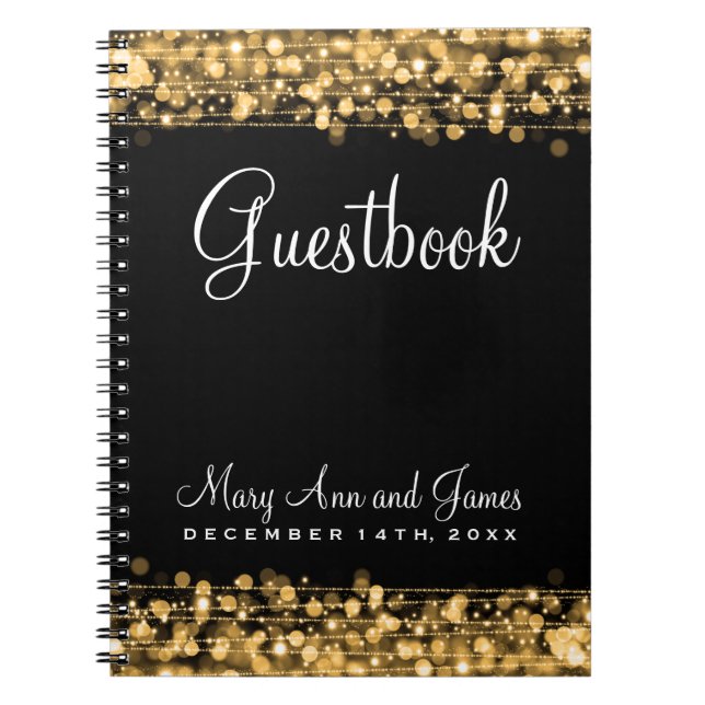 Carnet Or d'étincelles de partie de Guestbook de mariage (Devant)