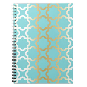 Carnet Or marocain, menthe, tourquise, motif, girly, à la