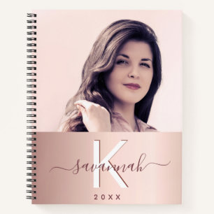 Carnet Or monogramme photo rosé