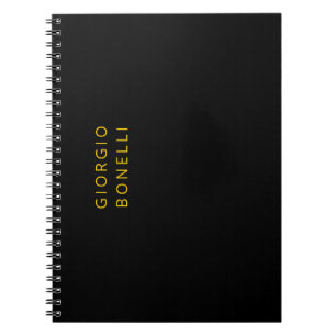 Carnet Or & Noir Minimaliste Moderne Personnel Nom