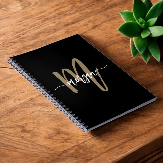Carnet Or Noir Monogramme Bureau Professionnel (Créateur téléchargé)