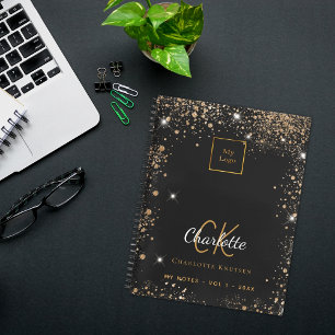 Carnet Or noir paillettes moderne logo d'entreprise