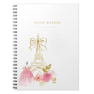 Carnet Or rose chic parisien Monogramme