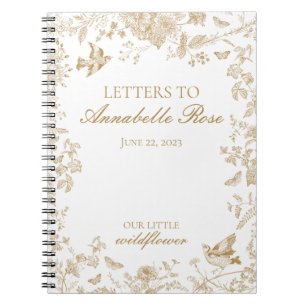 Carnet Or Toile De Jouy Fleurs Lettres à la Fille d'Anniv
