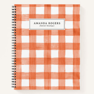 Carnet Orange aquarelle buffalo carreaux ferme personnali