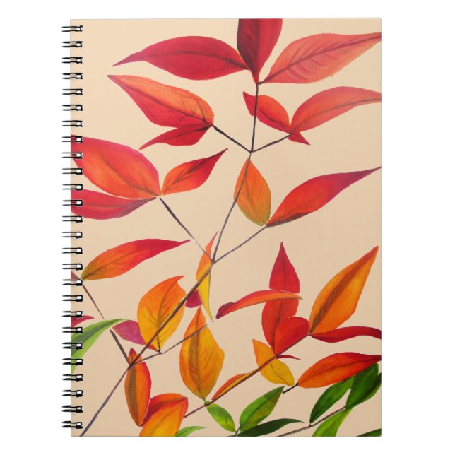 Carnet Orange Autumn laisse l'aquarelle originale (Devant)