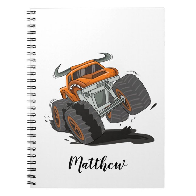 Carnet Orange Black Boys' Monster Nom du camion Personnal (Devant)