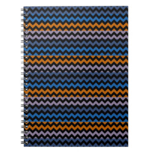Carnet Orange Bleu Noir Chevron Zigzag
