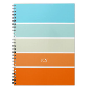 Carnet Orange Bleu Vert Couleur Blocage Blocs Monogramme