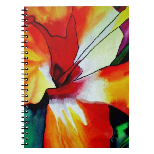 Carnet Orange Hibiscus fleurs tropicales aquarelle art (Devant)