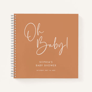 Carnet Orange Moderne Boho GenreNeutre Baby shower Invité