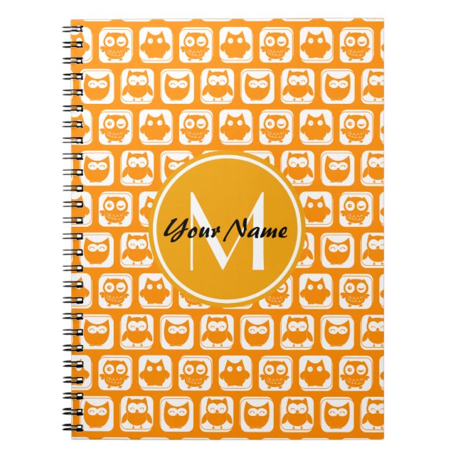 Carnet Orange Owls Custom Monogramme (Devant)