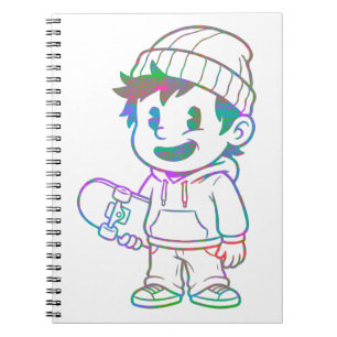 Carnet Orange Rad : Skateur Rétro Garçon