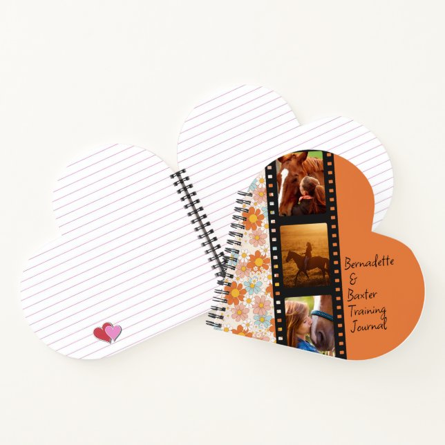 Carnet Orange Retro Daisy 3 Photo Horse Collage Nom (Intérieur)