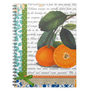 Carnet orange vintage de recette de fruit de la