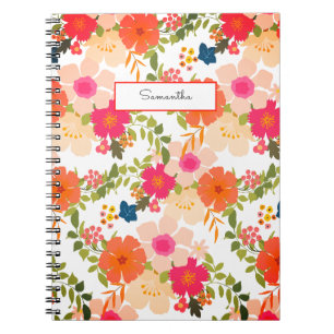 Carnet Orange Watercolor Floral Spiral Photo Notebook