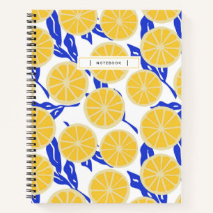 Carnet Oranges Abstraits Feuilles Bleues Motif De Fruits 