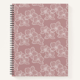Carnet Orchidée Linéaire Élégante Rose Poussiéreux Bota