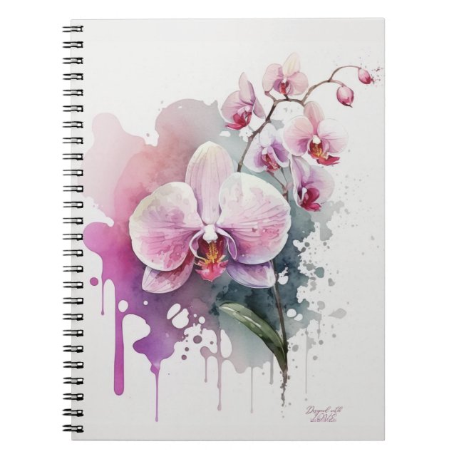 Carnet Orchidée rose Aquarelle (Devant)