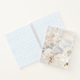 Carnet Orchidées blanches sur une crème légère