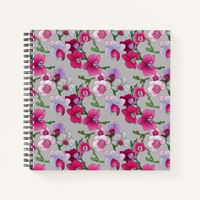 Carnet Orchidées Roses En Fleur (Devant)