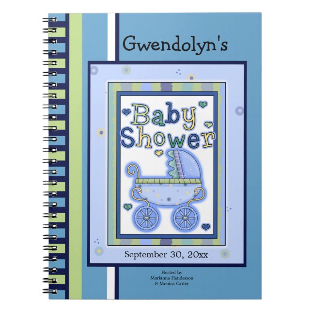 Carnet Ordinateur portable Blue Green Buggy Baby shower (Devant)