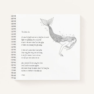 Carnet Ordinateur Portable Mermaid Avec Poème "La Mer San