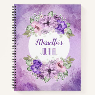 Carnet Ordinateur portable personnalisé de fleurs d'aquar