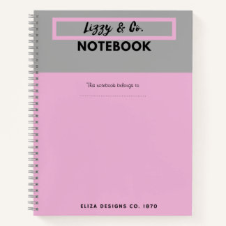 Carnet Ordinateur portable rose et gris personnalisé