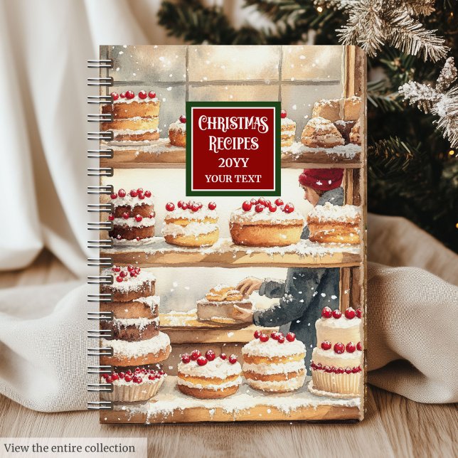 Carnet Organisateur classique de recettes de Noël aquarel (Classic Watercolor Christmas Recipe Organizer)