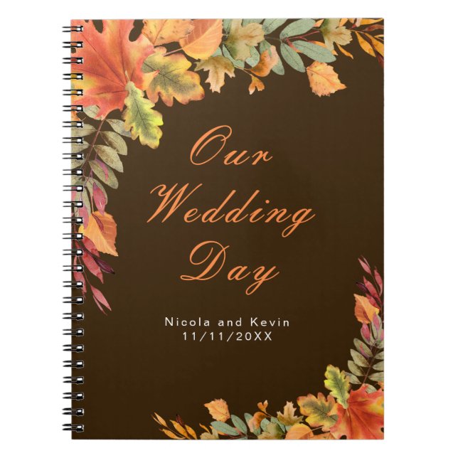 Carnet Organisateur de mariage aux feuilles d'automne rus (Devant)