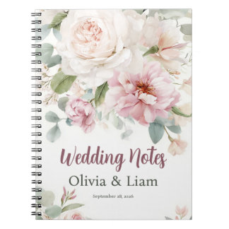 Carnet Organiseur de mariage personnalisé à fleurs rose p