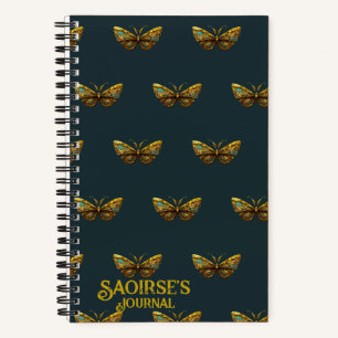 Carnet Ornate Gold & Papillon Turquoise Petite couverture