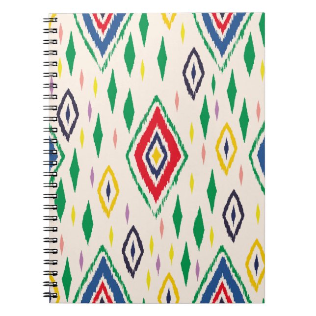 Carnet Ornement folklorique géométrique Ikat avec diamant (Devant)