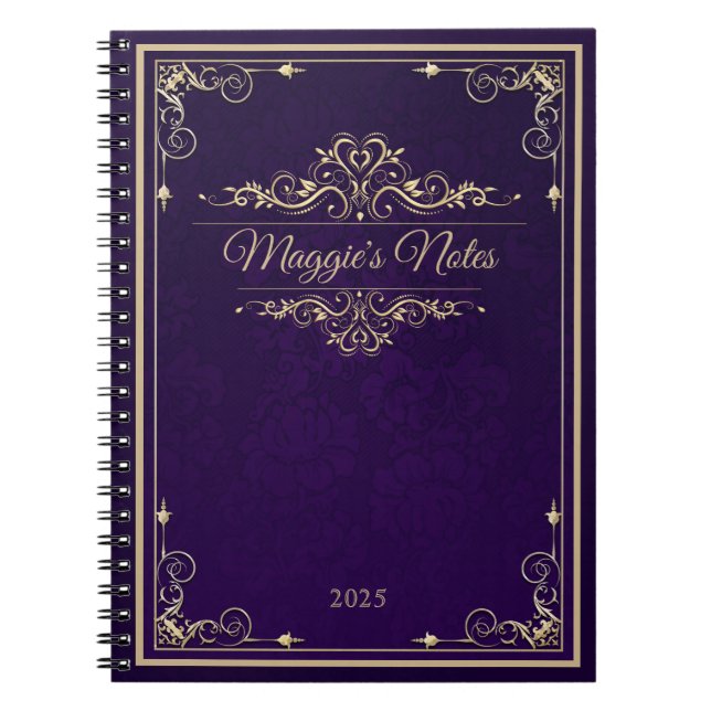 Carnet Ornement pourpre classique d'or de damassé de (Devant)