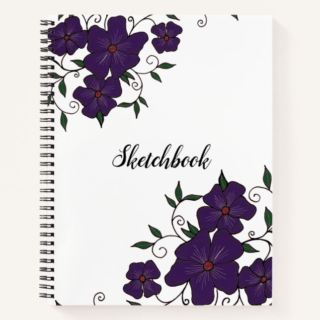 Carnet Ornements de fleurs violettes (Devant)