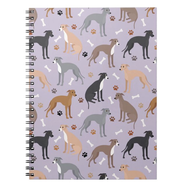Carnet Os et pattes de chien gris italien (Devant)