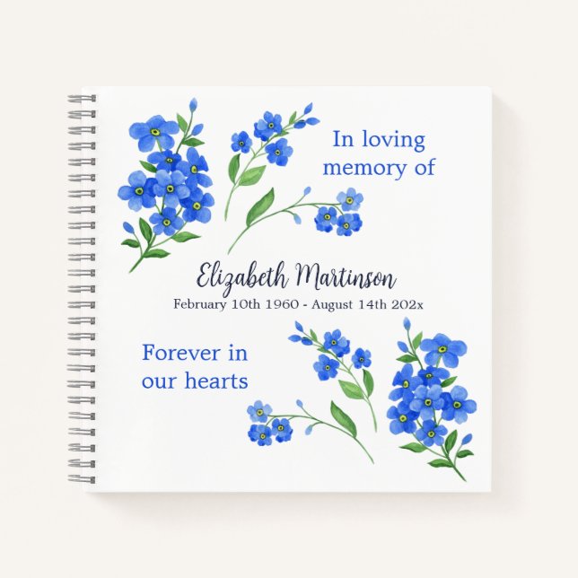Carnet Oubliez-moi pas Funeral Memorial Guest Book (Devant)