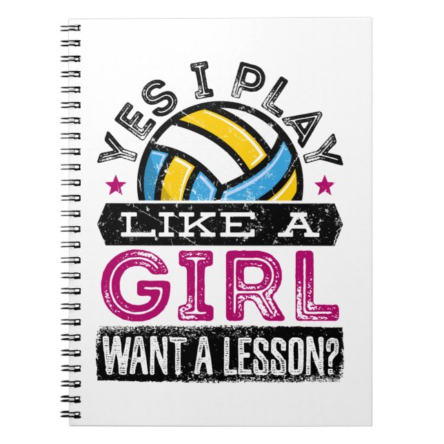 Carnet Oui Je joue comme une fille Joueuse de volley-ball (Devant)
