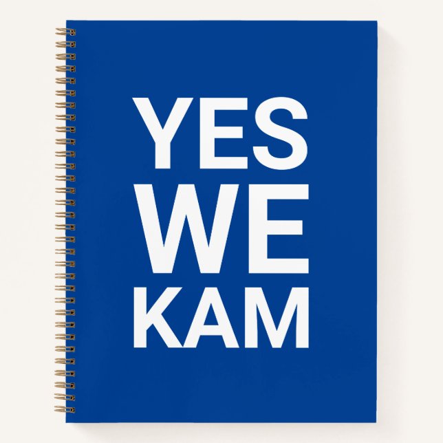 Carnet Oui We Kam drôle typographie moderne blanc et bleu (Devant)