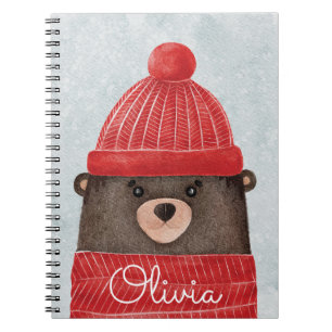 Carnet Ours d'hiver aquarelle. animal boisé de Noël
