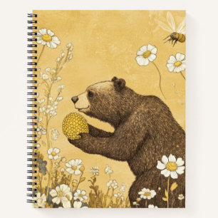 Carnet Ours en miel dans une prairie de fleurs sauvages