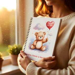 Carnet Ours en peluche maman à l'aquarelle