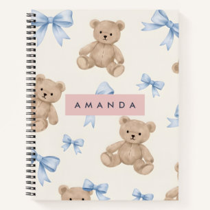 Carnet Ours en peluche personnalisé & motif noeud papillo