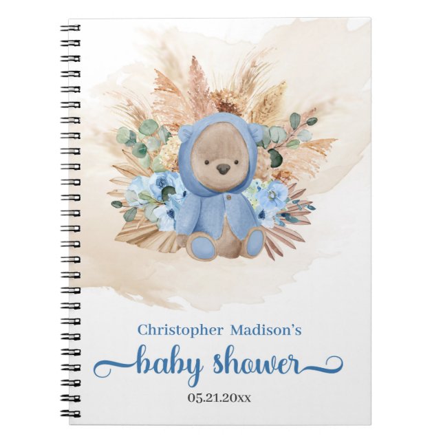 Carnet Ours en peluche tropicale pampas herbe eucalyptus  (Devant)