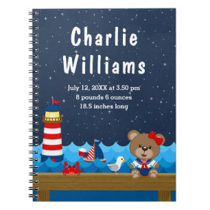 Carnet Ours fille nautique rouge marine Statistiques de n