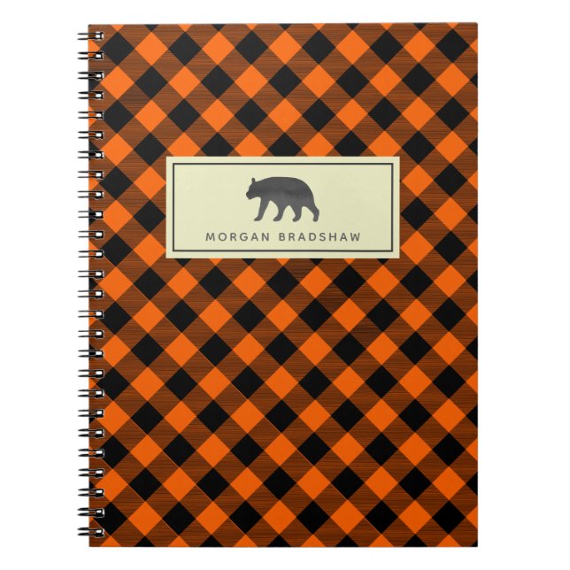 Carnet Ours noir brûlé de plaid orange de Buffalo (Devant)